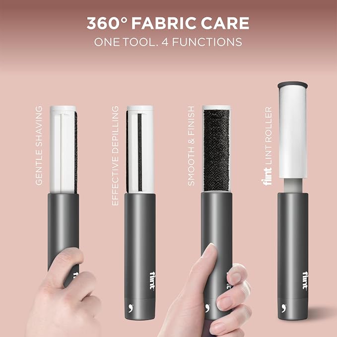 All-in-One Fabric Shaver, Compact, Retractable & Travel-Friendly Fuzz Remover with 2 Fabric-Safe Care Surfaces, Lint Brush & Lint Roller, Ultimate Depiller for Clothes, Eco-Friendly