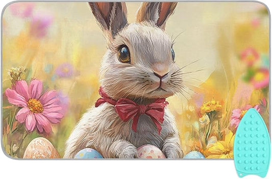 Ironing Mat &Pad Magnetic Heat Resistant Pads Portable Travel Ironing Blanket Ironing Board Covers 27.6x47.2Inches Easter Bunny Easter Egg15