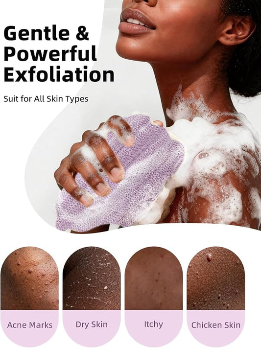 Cleangor 2Pcs African Net Sponge Authentic with Knots - Exfoliating Body | Scrubber for All Skin Types, African Bath Sponge, Wash Cloth, Gentle Exfoliation Shower Rag for Women Daily Use