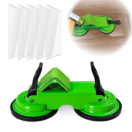 Heavy Floor Gap Fixer Tool with 5pcs Sticky Pad | 45°Striking Surface with Dual Suction Cup, Made of Iron. Plank Grabber Floor Fix Pro for Laminate, Vinyl Plank, Hardwood.