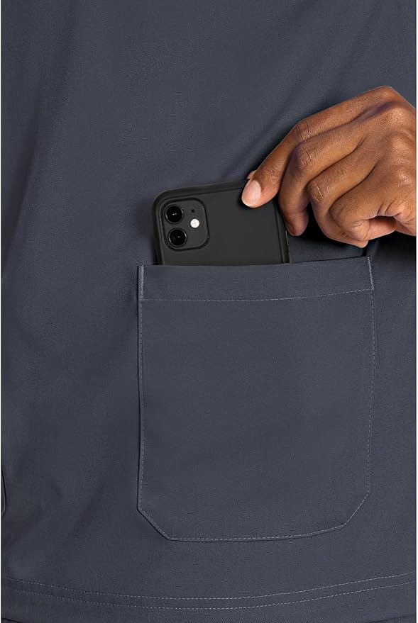 Med Couture Rothwear Touch Mens Scrubs Top 3 Pockets Modern Fit | 2-Way Stretch, Ultra-Soft Fabric, Lightweight Feel, Knit Details, Side Vents, Durable Construction, Easy Care