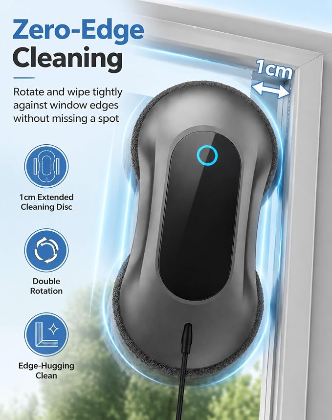 Window Cleaning Robot - Dual Spray & 5500Pa Suction for Home Glass | Smart Automatic Glass Cleaner Featuring AI Navigation, Frameless Edge Detection, Remote Control for High Windows, Glass Doors