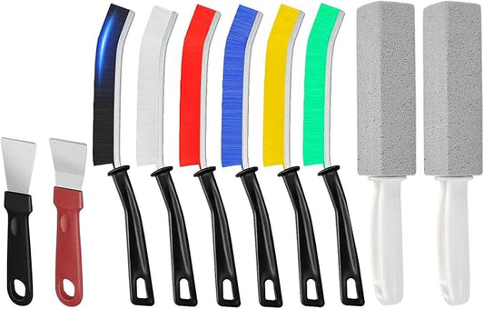 TuTuYa 10PCS Cleaning Brush Set, Household Cleaning Tools for Groove, Tiles, Window Track, Toilet, Bathroom, Stove, Pot, Sink, Faucet