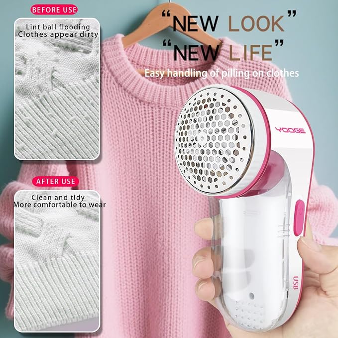 [High Power, Works Great] Electric Lint Remover, Fabric Shaver, Pilling Remover for Clothes, Sweater Shaver, Pill Remove Pilling Fuzz, Clothes Shaver Defuzzer, Fuzz Shaver for Clothing, USB Powered