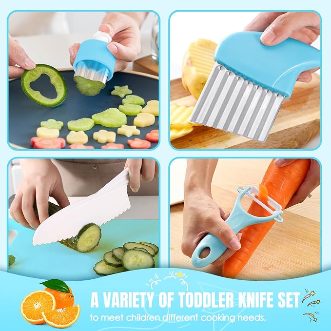37PCS Kids Cooking Sets Real, Kids Cooking and Baking Gift Set with Storage Case Timer Kid Safe Knives Cutting Board, Toddler Real Kitchen Accessories, Birthday Gifts for Girls Boys Age 3 - 8