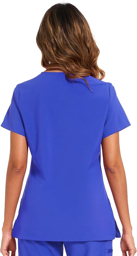 Scrubs Tops for Woman - Soft Stretch, V-Neck Tops | 3 Pockets, Side Split Design, Short Sleeve, Breathable & Lightweight Nursing Shirt, Easy-Care Fabric for All-Day Comfort