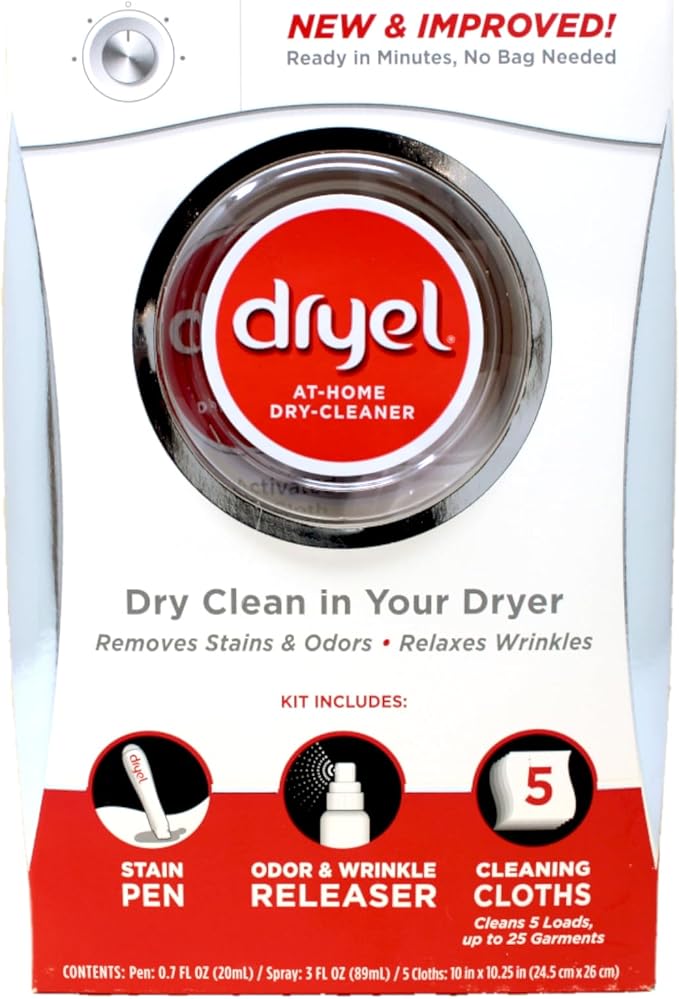 Dryel At-Home Dry Cleaner Kit, Gentle Laundry Care for Special Fabrics and Dry-Clean-Only Clothes, 5 Loads - 2 Pack
