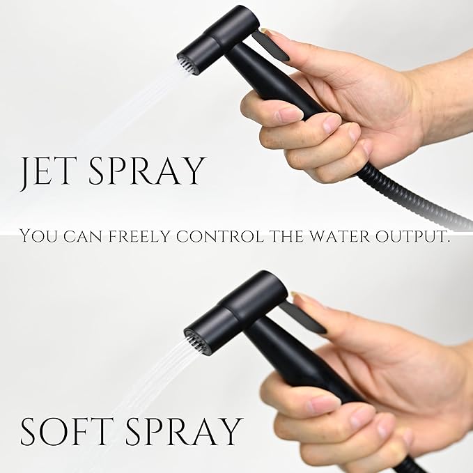 Handheld Bidet Sprayer for Toilet, Adjustable Water Pressure, 47 inch Hose Length (Black, 1 Pack)