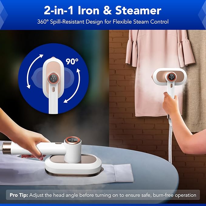 Gearwiz 2-in-1 Steam Station Iron – 1550W Turbocharged Steam for Clothes – 30s Heat Up, 3-Level Steam & Dry Ironing – 1.2L Detachable Tank, Ceramic Soleplate, Auto-Off & Self-Cleaning