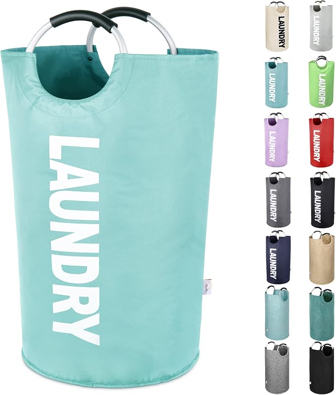 Extra Large Laundry Basket, Big Laundry Hamper Bag Handles, 130L Light Blue | Freestanding Tall Dirty Clothes Hamper, Collapsible and Portable Laundry Bin for Dorms and Bedrooms, Thick, Sturdy Fabric