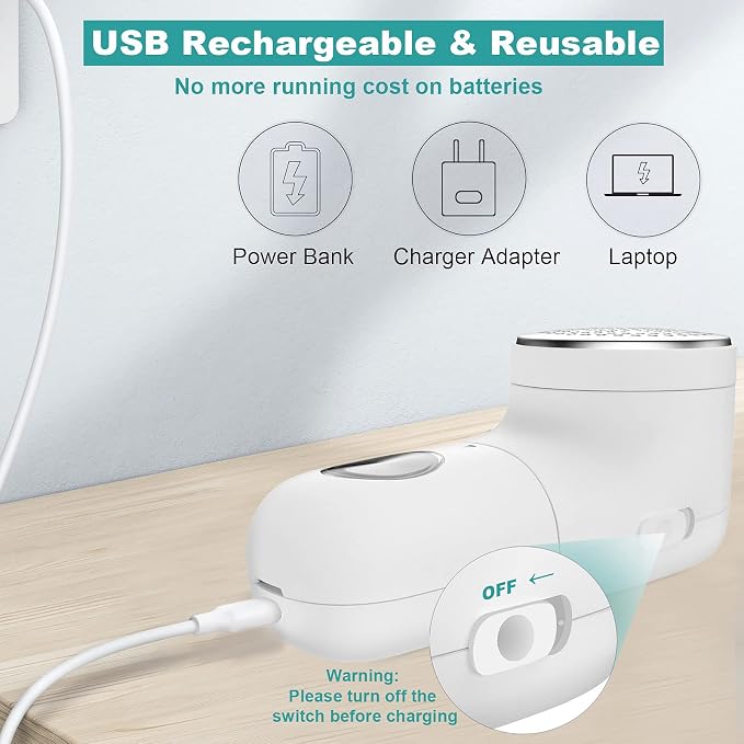 Fabric Shaver, USB Rechargeable Lint Remover for Clothes, Sweater | Cordless Clothes Defuzzer, Portable Sweater Shaver to Trim Pills from Clothes, Sweater, Furniture, 2.0 Pro, Beige