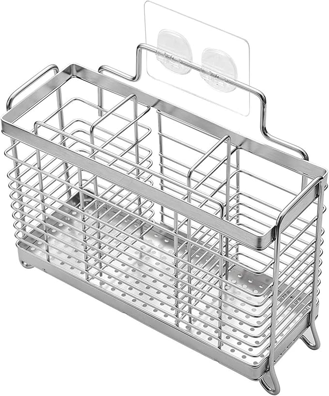 KESOL Stainless Steel Utensil Holder, Utensil Drying Rack with 3 Divided Compartments, Rust-Resistant Utensil Drying Basket, Silverware Drying Basket, Utensil Drainer for Dish Rack