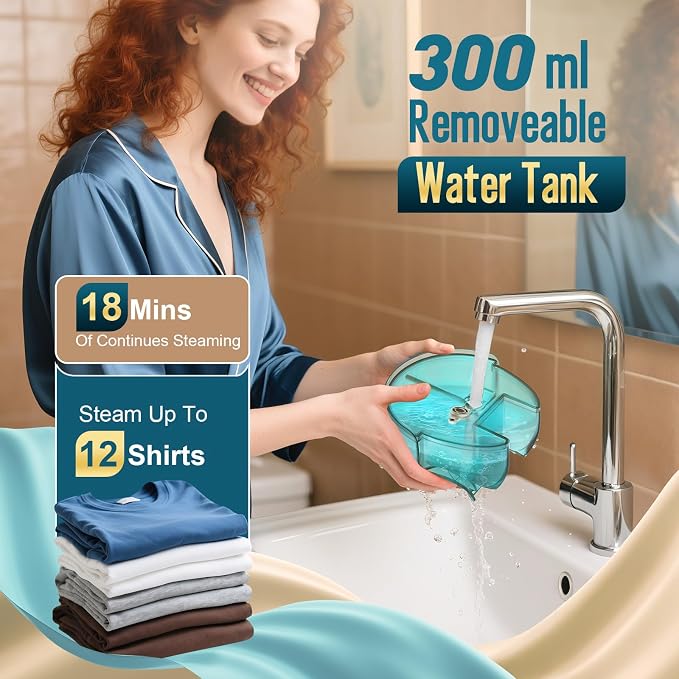 Steamer for Clothes - 1900W Strong Penetrating Steam & Fast Wrinkle Remover Portable Handheld Garment Steamer 3 Steam Settings, Fabric Brush & 300ml Big Capacity, Clothes Steamer Iron for Home Travel