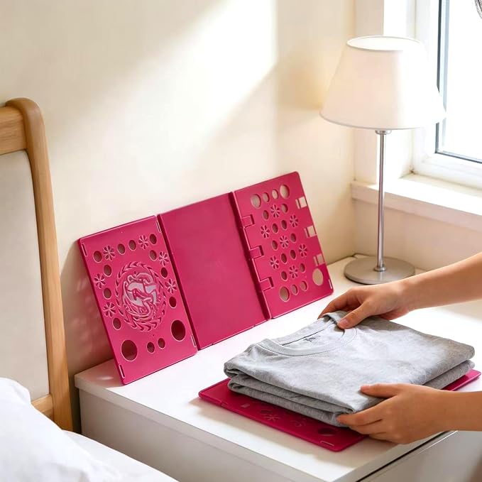 Adult Clothes Folding Board, Blue Plastic Laundry Organizer with Dragon Design, T-Shirt Folder Helper for Fast Folding (Rose red)