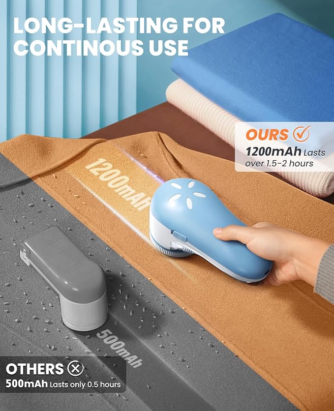 POPCHOSE Fabric Shaver, Lint Shaver with 6-Leaf Blade, Rechargeable | Lint Remover with Type-C Fast Charing Port, Sweater Defuzzer, Clothes Shaver for Couch, Furniture, Blanket, Remove Pilling