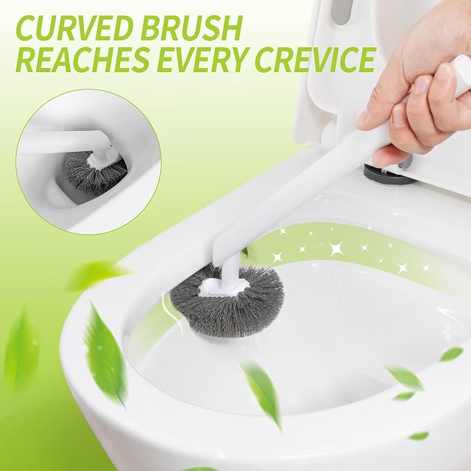 IVYROLL Toilet Brush and Plunger Set Hidden, S-Shaped Toilet Brush Plunger Combo 2 Pack, Perfect for Homes, Apartments & Bathrooms
