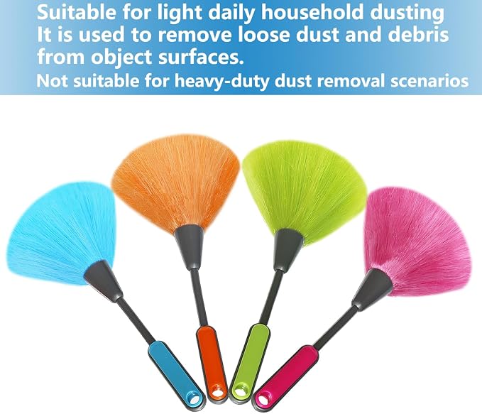 4 Pack 10" Small Microfiber Duster, Delicate Fluffy Microfiber Feather Duster, Suitable for Light Daily Household Dusting, Perfect for Cleaning Desk, Computer Screen, TV Screen, Books, Photo Frames