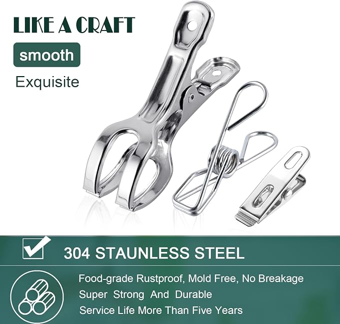 Clothes Pins Metal Stainless Steel Clothespins Laundry Pin Bag Photo Clips | pin stainless outdoor steel clothesline chip strong line wooden clothespin plastic bulk outside close cloths hanging bags