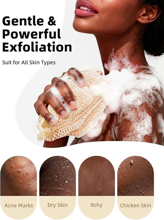 Cleangor 3Pcs African Net Sponge Authentic with Knots - Exfoliating Body | Scrubber for All Skin Types, African Bath Sponge, Wash Cloth, Gentle Exfoliation Shower Rag for Women Daily Use