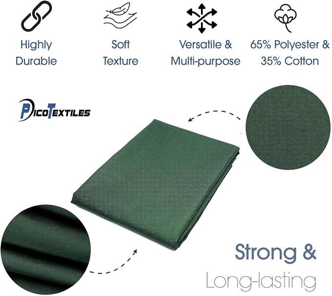 Pico Textiles 6 Yards Bolt Hunter Green Poly Cotton Twill Fabric - 65% Polyester 35% Cotton - 60" Wide - Sold by The Yard - for Pants, Jackets, Skirts, Upholstery, & Work Uniforms