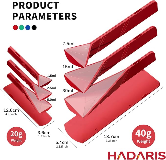 Magnetic Folding Measuring Spoon | 3-in-1 Space-Saving Adjustable Design | Flat to 3D Geometry Spoon Fits All Jar Sizes | Embossed US & Metric Measurements (Red)