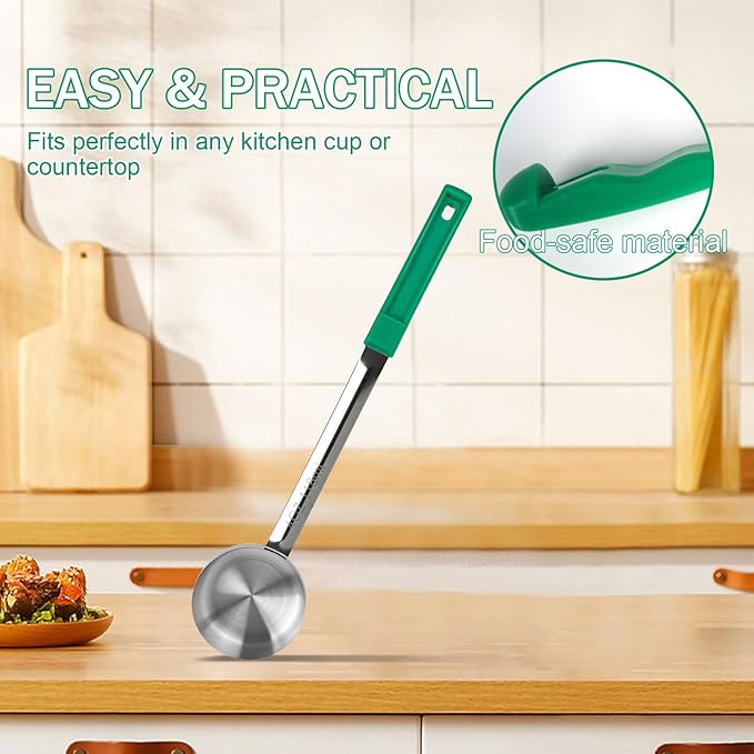 4 Ounce Solid Stainless Steel Portion Control Ladle Spoon - 2Pcs Pizza Sauce Serving Spoons Portion Ladle for Sauces, Perfect for Weight Watchers, Buffets, Parties
