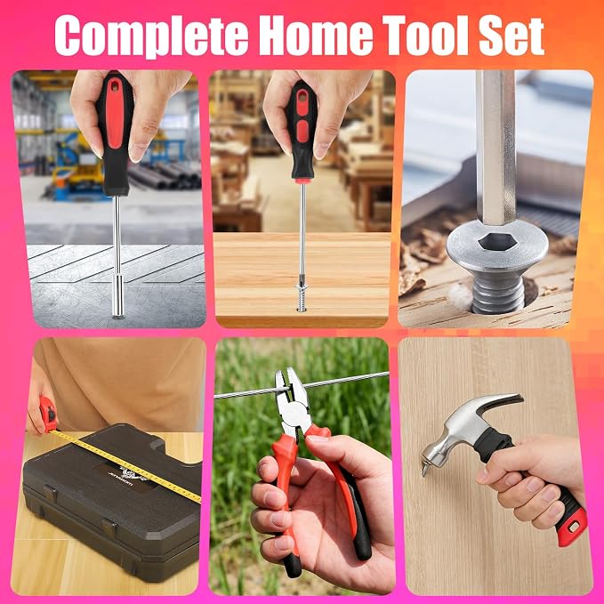 JENABOM Tool Set, 146-Piece Home Tool Kit with 8V Cordless Drill | Portable Tool Set with Storage Case, Hand Tools Kit for Apartment, Office & Daily DIY Repairs, for Men & Women