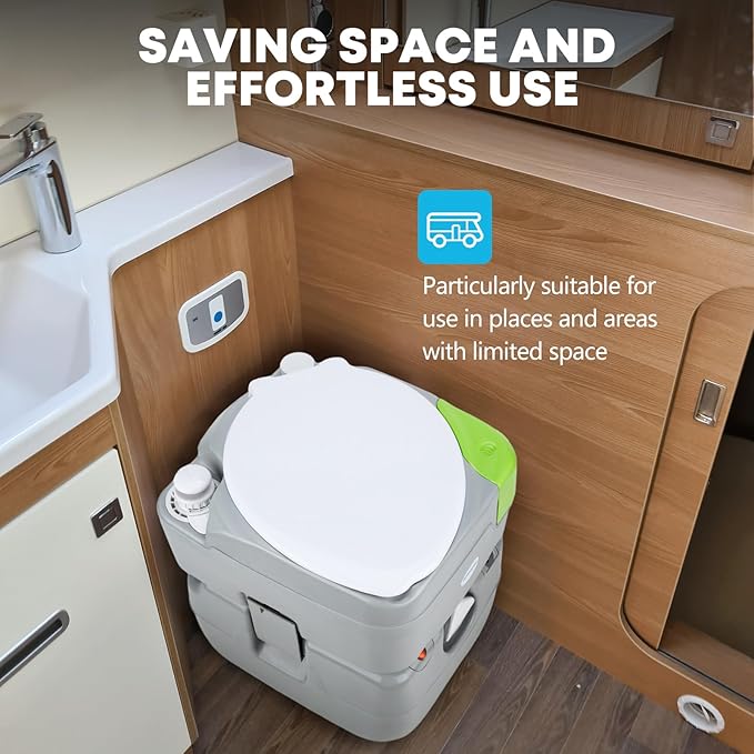 Kohree 5.8 Gal Camping Toilet: Portable Toilet for Adults with Diagonal Elongated Bowl Seat, Large Waste Tank, Leak-Proof Cassette with Level Indicator, RV Travel Porta Potty for Boat Trip Home Use