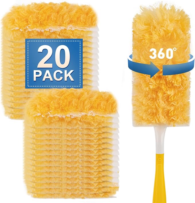 Heavy Duty Duster Refills Compatible with Swiffer Duster, Unscented Disposable Dusters Kit for Cleaning Dusting Furniture Blind Ceiling Fan, Multi Surface 360 Feather Duster (20)