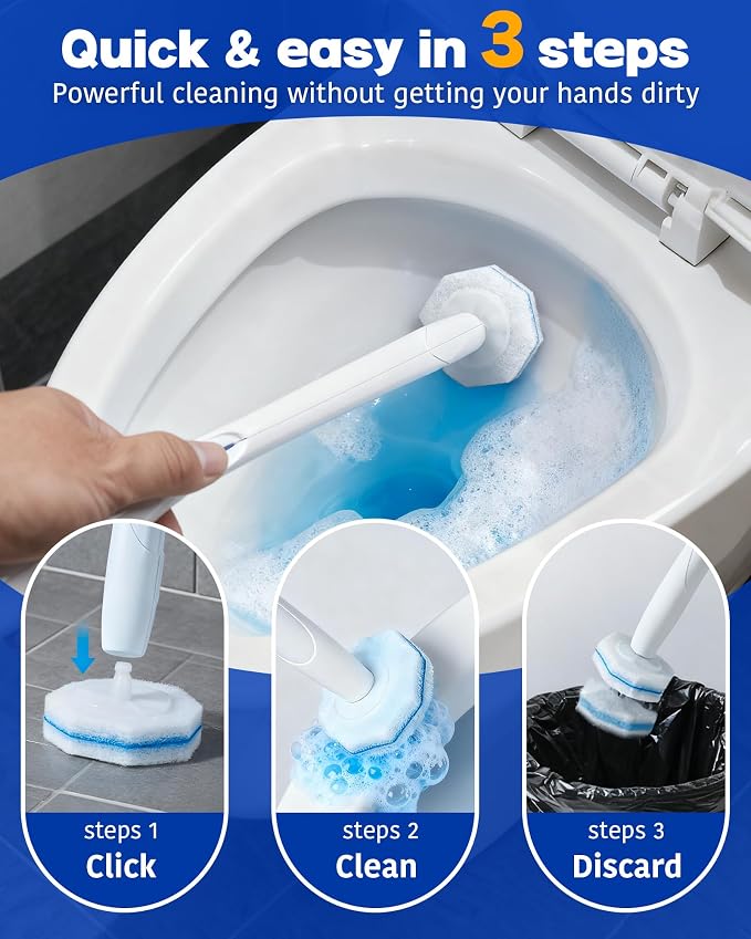 60 Pack Wand Refills Compatible with Clorox Toilet Brushes, Instant Foam Cleaning, Secure Lock No Slipping, Odor Neutralizing, Easy Snap-On Design