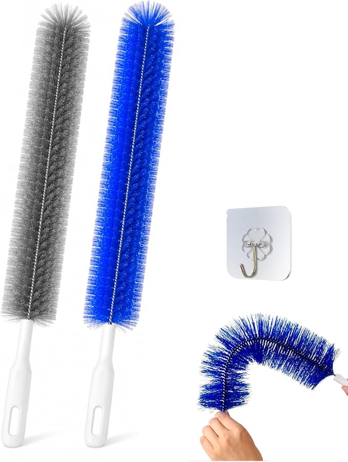 Bendable Microfiber Duster for Cleaning, Fan Cleaning Brush with Flexible Head, Reusable Fan Duster for Ceiling Fans, Blinds & Air Vents, Washable Dust Clean Brush for Home, Office & Car (Mixed,2PCS)