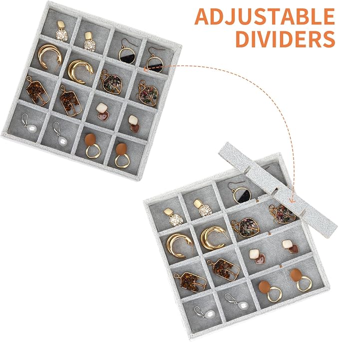 Fixwal Jewelry Organizer Trays 5 Pack 14in Stackable Drawer Box Dividers