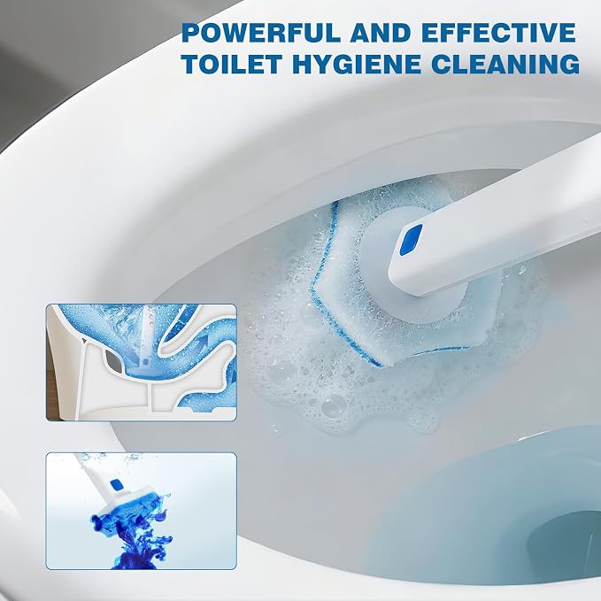 Disposable Toilet Brush with 48 Refills,Cleaning wand,No-Touch Hygienic Cleaning System