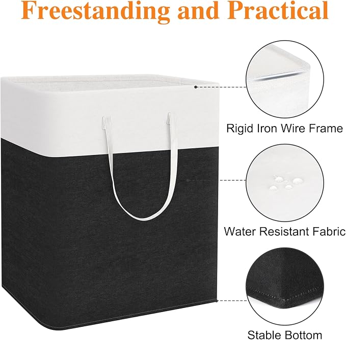 TasticTotes Laundry Basket 3-Pack, Laundry Hamper, 100L-Black | Clothes Laundry Hamper, Collapsible Laundry Basket, Freestanding laundry hamper with Handles, Towel Storage for Home or Dorm