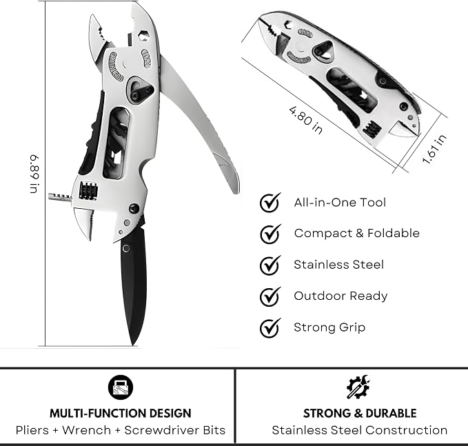 Multi-Purpose Stainless Steel Pliers and Wrench Multitool Combination Multi-Function Folding Tool
