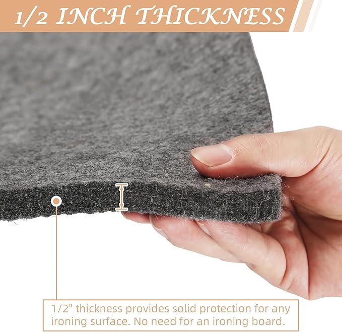 24" X 36" Wool Pressing Mat, 100% Felted Wool Ironing Mat Pad Wool Felted Iron Board Quilting Supplies and Notions, Ideal for Ironing, Quilting, Sewing