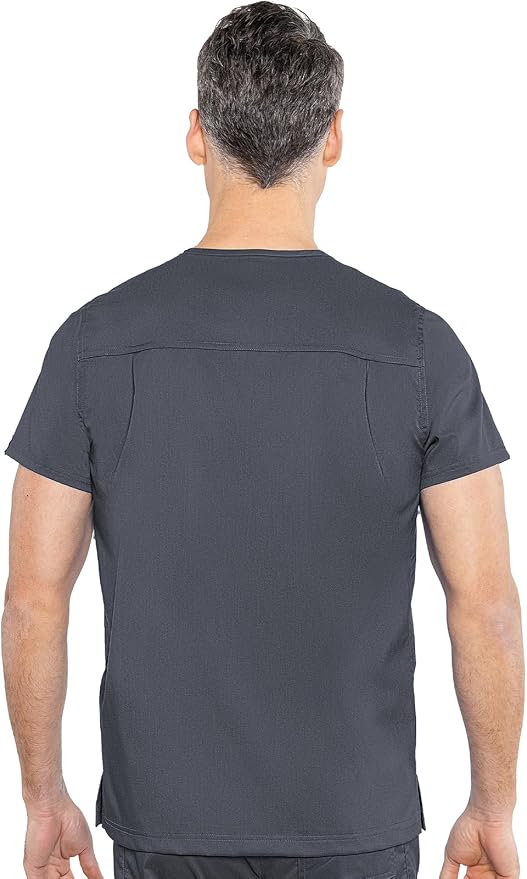Med Couture Rothwear Touch Mens Scrubs Top 3 Pockets Modern Fit | 2-Way Stretch, Ultra-Soft Fabric, Lightweight Feel, Knit Details, Side Vents, Durable Construction, Easy Care
