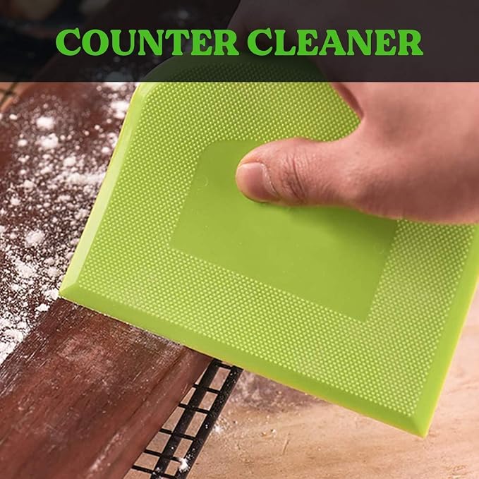 SURDOCA Dough Scraper Bench Scraper - 3P 11.8x7.3" Plastic Flexible Bowl Scraper, Sharp Edge & Angles Cake Scraper. Non-Slip Bakeware Decorating Tools Sculpting & Modeling Tools - Pure White