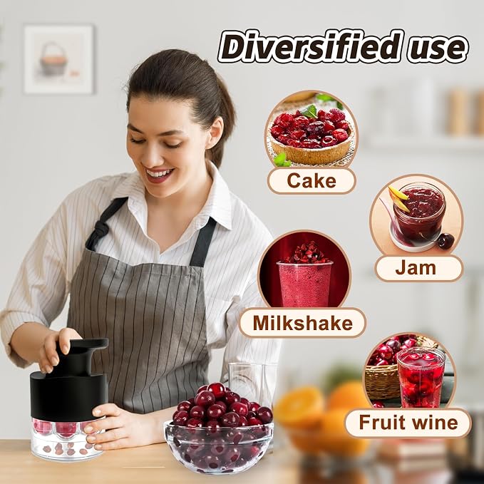 Cherry Pitter Multiple, Quick Release Multi Cherries Stoner Pitter 7-in-1, Push Button Cherry Core Pitter Tool with Splatter Protector, Pit Seed Remover for Making Jam Cherry Dishes
