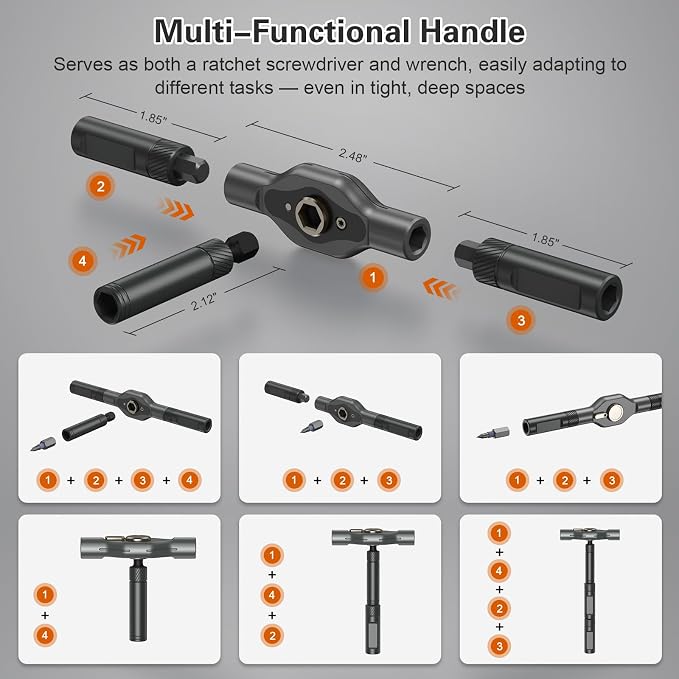 34 in 1 Magnetic Screwdriver Set, DIY Ratchet Screwdriver Set, Multi Bit Magnetic Drive Sets with Ratcheting Handle, Handy Repair Tool Kit for Electronics, Bike, Furniture, DIY, Computer