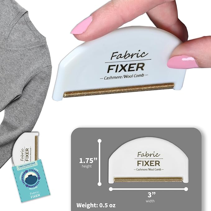Cashmere Sweater Comb for Pills and Fuzz with Brass Teeth - Manual Fabric Defuzzer Wool Lint Shaver Comb Scraper for Clothing and Delicate Fabrics by Wardrobe Hackers