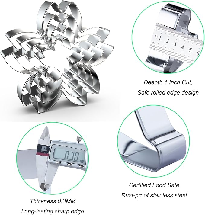Cherry Blossom Flower Cookie Cutter Set - 4 Piece Sakura Cookie Cutters - Stainless Steel