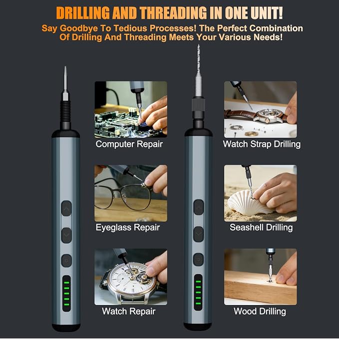 Mini Electric Screwdriver, 4.2V Precision Screwdriver Set Cordless Screwdrivers Rechargeable 76 In 1 Magnetic Bit Repair Tech Tool Kit for Electronics Computer Phone Laptop Camera RC Car Watch Glasses