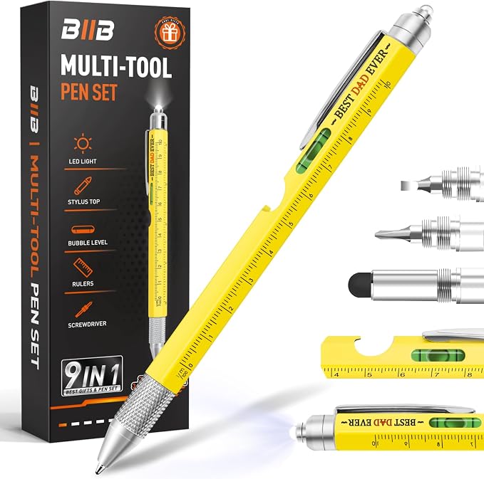 BIIB Mens Gifts for Husband Dad, 9 in 1 Multitool Pen, Personalized Fathers Day Gift Ideas, Anniversary Birthday Gifts for Men Him