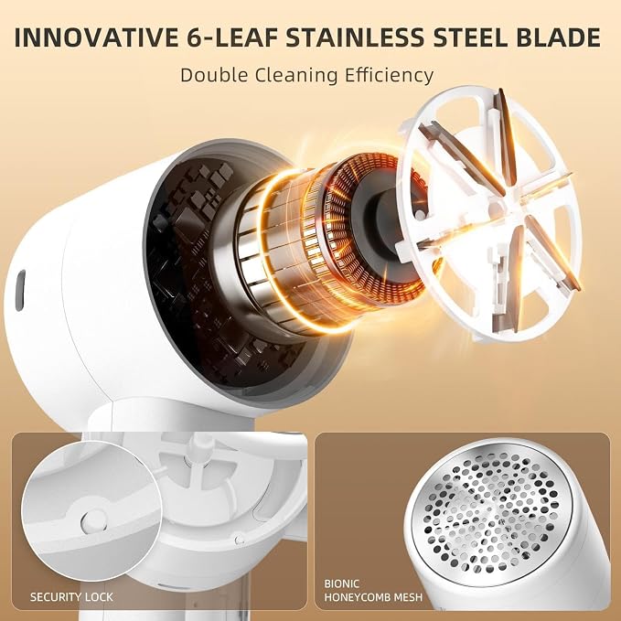 Fabric Shaver,Lint Remover Rechargeable,Lint Shaver, Hairball Trimmer,Digital LED Display to Remove Pilling for Clothes, Furniture, Sweater, Couch, Blanket (White)