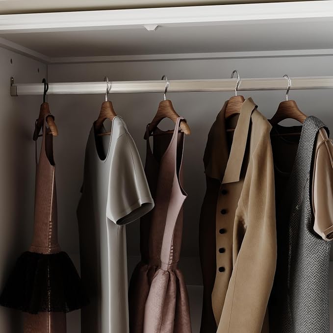 FUFU&GAGA Wardrobe Closet with Glass Doors, Modern White Bedroom Armoire with Gold Handles, Modern Clothes Storage Cabinet with 3 Drawers, Hanging Rod, 31.7”W x 19.3”D x 74.8”H