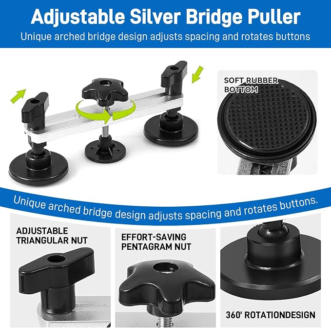 97pcs Dent Puller Kit, Car Dent Puller for Dent Removal, Paintless Dent Removal Kit with Golden Lifter, Bridge Puller, Slide Hammer T-Bar, Dent Remover Tool for Car Refrigerator Door Ding Repair