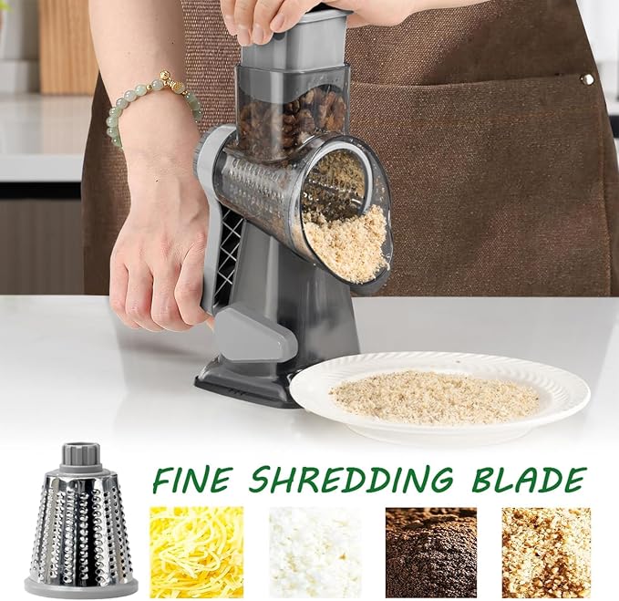 Dachenus Cheese Grater Rotary Cheese Grater,Versatile Cheese Shredder | Powerful suction cup base,Suitable for a wide range of ingredients,Safe hand-protection design,Detachable and easy to clean