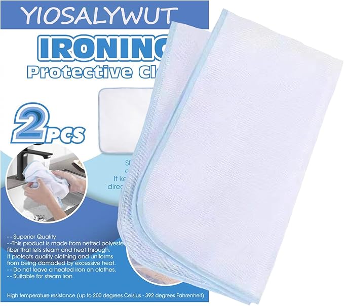 Ironing Protecting Pad - Protective Scorch Mesh 23"x15" 2Pack - Heat-Resistant, Non-Slip Silicone Backing, Fits Countertops & Small Surfaces