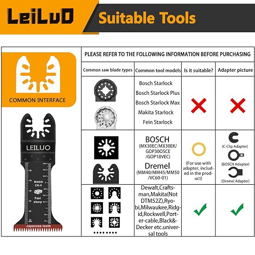 15 Pcs Extra Long Oscillating Tool Blades 70mm Japanese Tooth & Titanium Multitool Blades 44mm Wide Saw Blade for Deep Cutting Wood Metal Compatible with DeWalt Makita Milwaukee and More